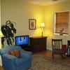 Living Room with cable on a flat-screen TV